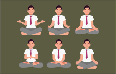 Flat people meditating illustration, yoga