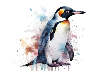 watercolor white background penguin