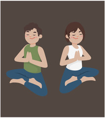 Flat people meditating illustration, yoga