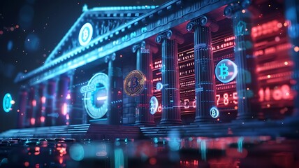 Central Bank Digital Currencies: concept of central bank digital currencies (CBDCs) transforming traditional financial systems. Generative AI - obrazy, fototapety, plakaty