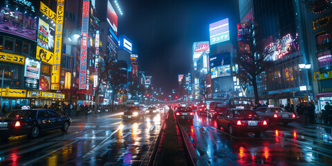 Obraz premium Neon city lights in Tokyo, Japan 