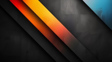 A sleek abstract background with bold angled gradients in orange and blue on a textured dark surface..