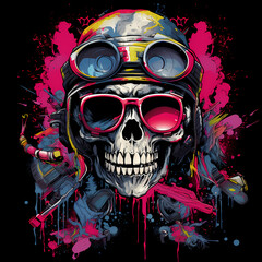 skull biker logo t-shirt design