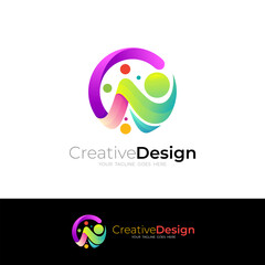 Abstract people logo with colorful design, babble icons, community logos