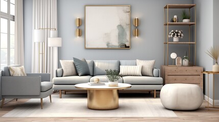 Modern trendy living room interior design 