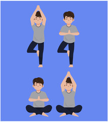 People in poses of yoga 