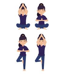 People in poses of yoga 