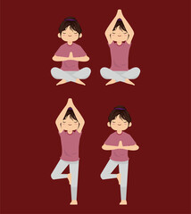 People in poses of yoga 