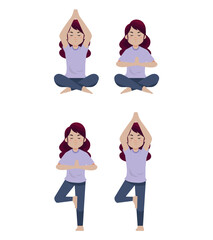 People in poses of yoga 