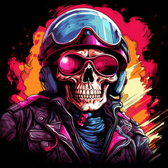 skull biker logo t-shirt design