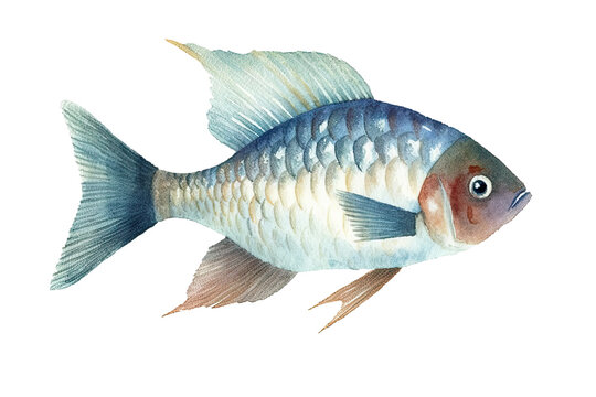 Fish Watercolor white painting background