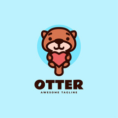 Vector Logo Illustration Otter Mascot Cartoon Style.