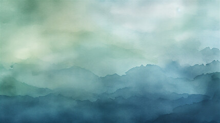 Mountain Mist: A Tranquil Watercolor Blend of Teal to Navy
