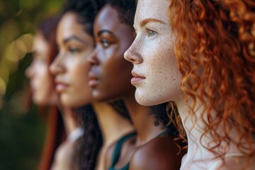 Side Profile of Diverse Group of Women of various Race and Ethnicity