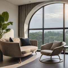 Fototapeta na wymiar Frame neck up. Fabric style chair. Modern living room home interior design