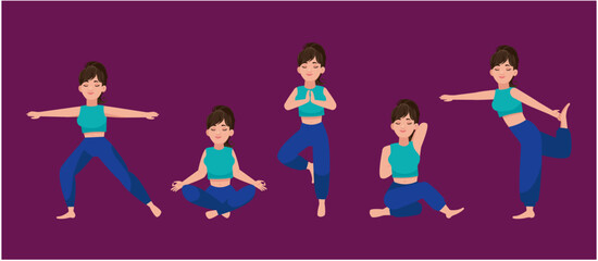 People in poses of yoga 