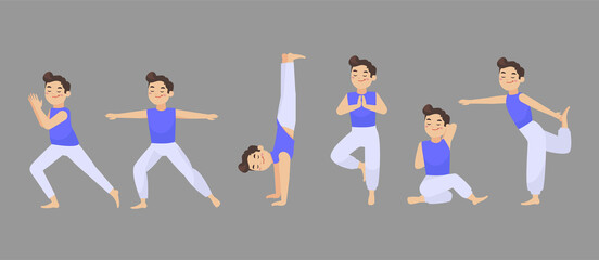 People in poses of yoga 