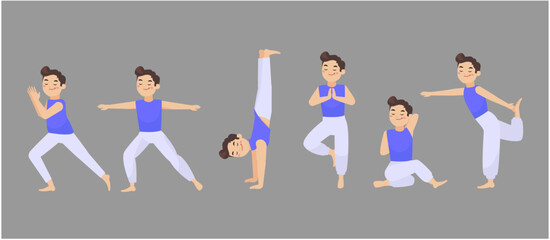 People in poses of yoga 