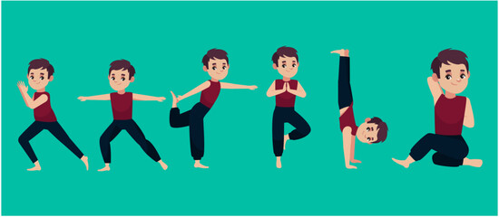 People in poses of yoga 