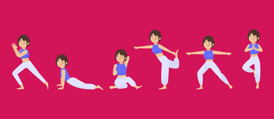 People in poses of yoga 