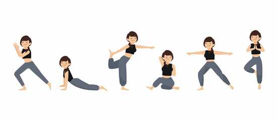 People in poses of yoga 