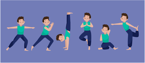 People in poses of yoga 