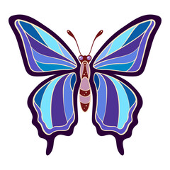 Colorful tropical butterfly vector illustration. - 757663449