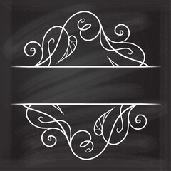 Vector floral split monogram template on a chalkboard background - 757663604