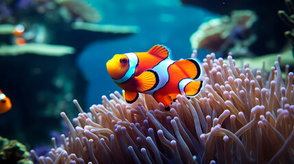 Naklejka na ściany i meble clownfish in sea anemone