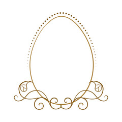 Easter egg shape vintage floral frame - 757663664