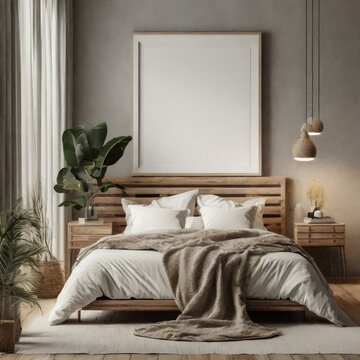 Frame Mockup. Modern Style. Modern Bedroom Home Interior Design