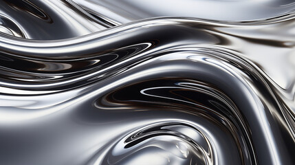 Abstract Chrome Waves: Polished Metallic Texture