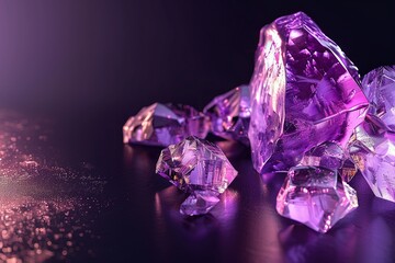 Shimmering Jewels: Amethyst on Black Shine - A Collection of Nature's Finest Gemstones Including Amethyst