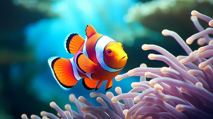 clownfish in sea anemone