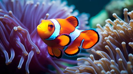 clownfish in sea anemone