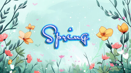 Hand drawn spring background with copy space

