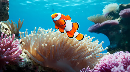 Fototapeta na wymiar clownfish in sea anemone