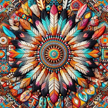 Colorful Native American fabric, background image.