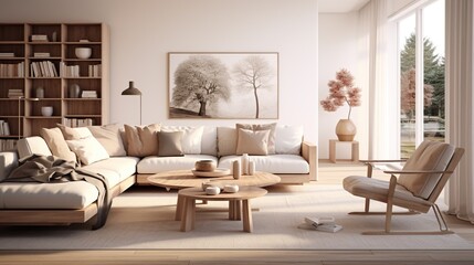 Interior design of modern luxury living room inspired with scandinavian sophistication 