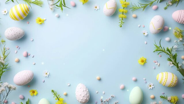 easter background with eggs blue light 4K