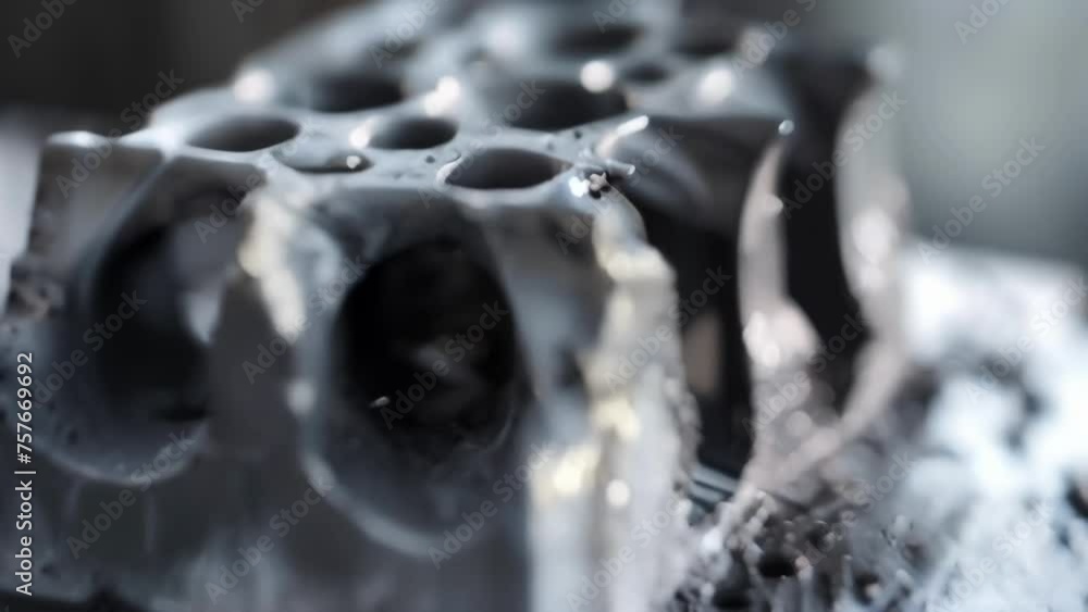 Poster a closeup of aerographite being molded into a precise shape exemplifying the materials moldability a