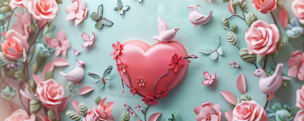 Appreciation and love theme with butterflies and birds