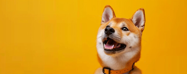 Portrait of Shiba Dog on the colored background