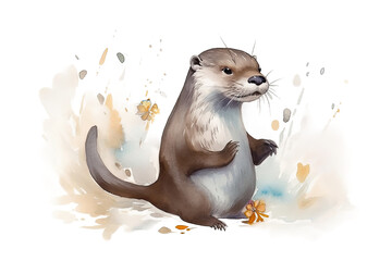 otter watercolor
