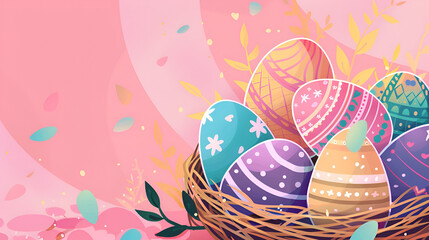 easter eggs in a basket Background