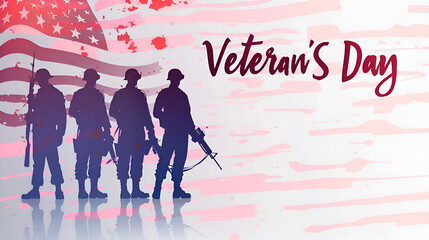 Veterans Day Abstract Banner Background with United States Waving Flag