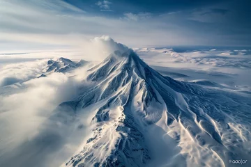 Poster Long exposure beautiful high angle view landscape photography of  Acatenango Volcano © Papisut