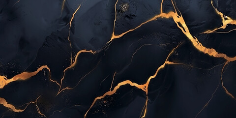 Abstract Black And Gold Marble Texture Background