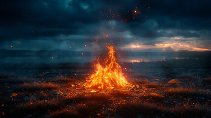 Naklejka premium black_night_sky_the_campfire6