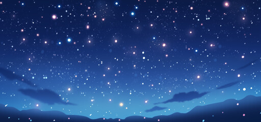 Hand drawn cartoon night starry sky illustration
